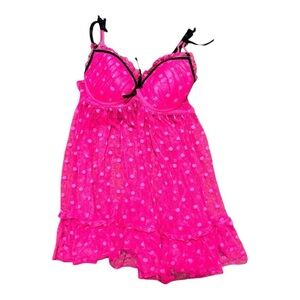 Pure Beauty nightie w/adjustable straps pink & black Women’s small | ab8-1